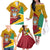 Guyana Republic Day Family Matching Off Shoulder Long Sleeve Dress and Hawaiian Shirt Coat Of Arms Leopard Pattern - Wonder Print Shop