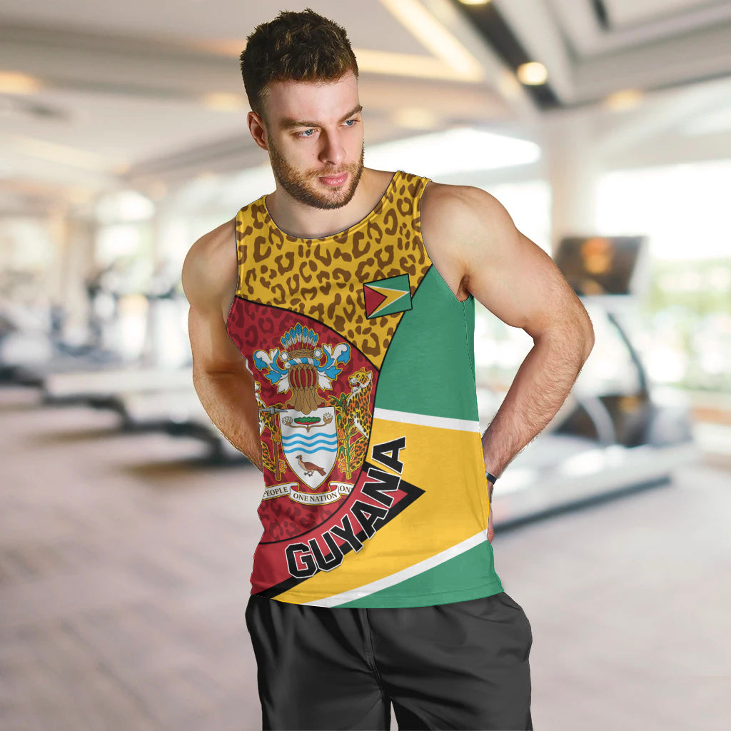 Guyana Republic Day Men Tank Top Coat Of Arms Leopard Pattern - Wonder Print Shop