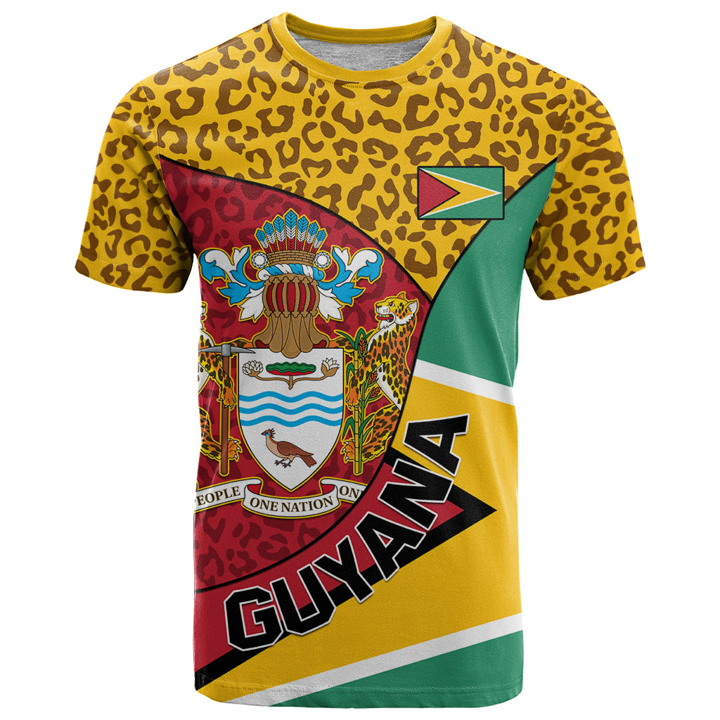 Guyana Republic Day T Shirt Coat Of Arms Leopard Pattern - Wonder Print Shop