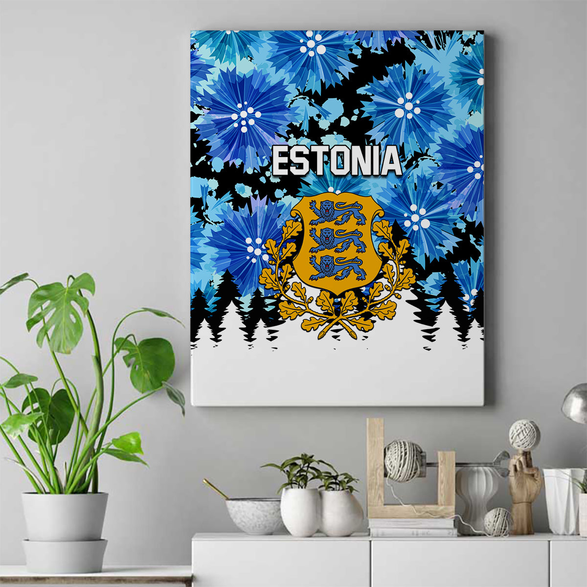 Estonia Independence Day Canvas Wall Art Cornflower Unique Style - Wonder Print Shop