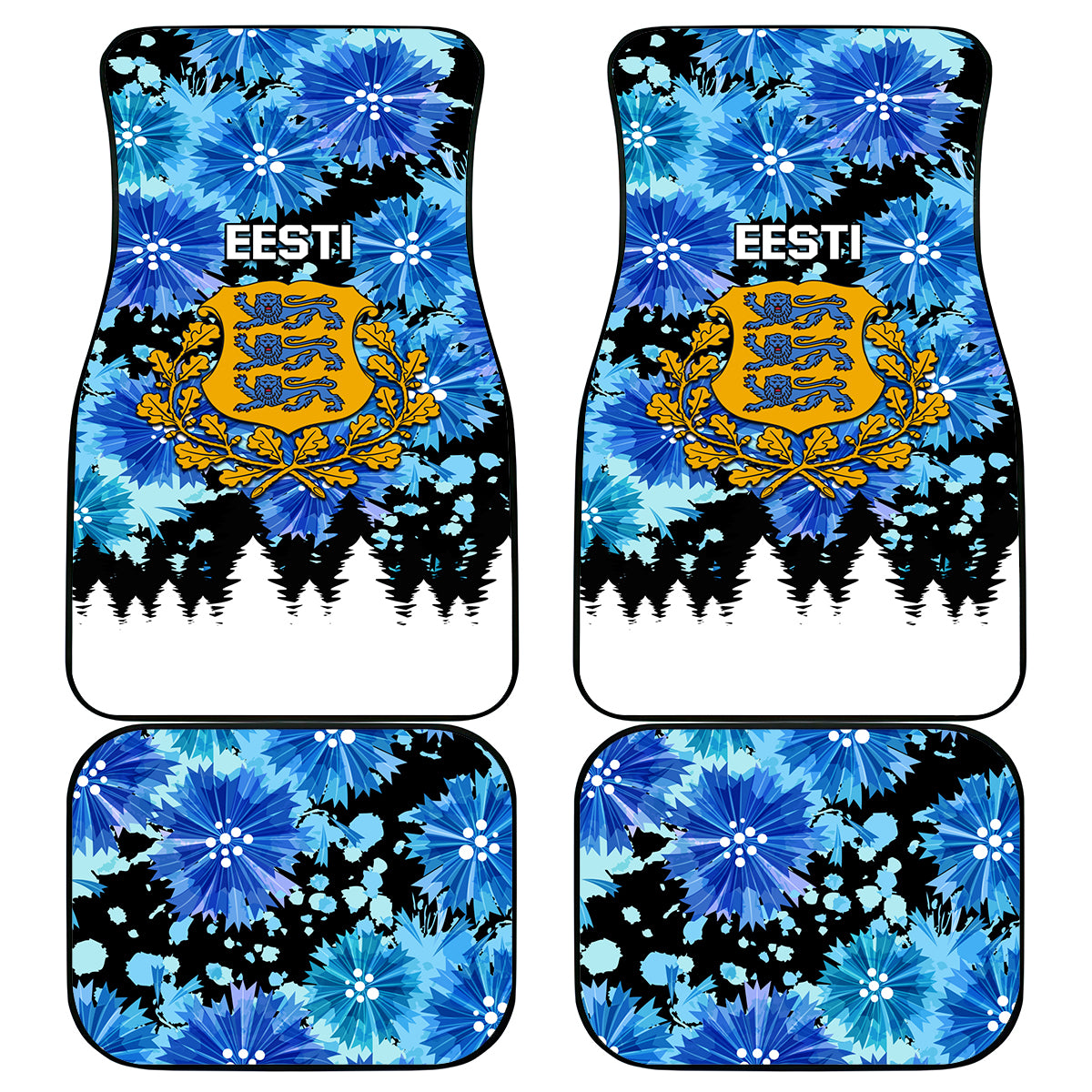 Estonia Independence Day Car Mats Cornflower Unique Style - Wonder Print Shop