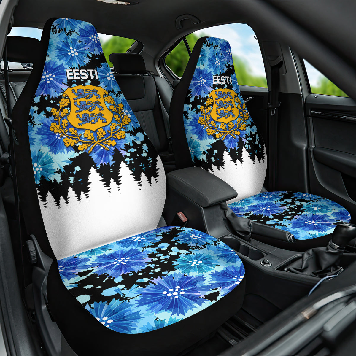 Estonia Independence Day Car Seat Cover Cornflower Unique Style - Wonder Print Shop