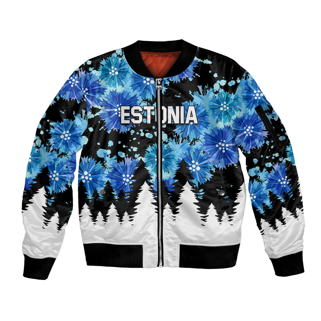 Estonia Independence Day Sleeve Zip Bomber Jacket Cornflower Unique Style - Wonder Print Shop