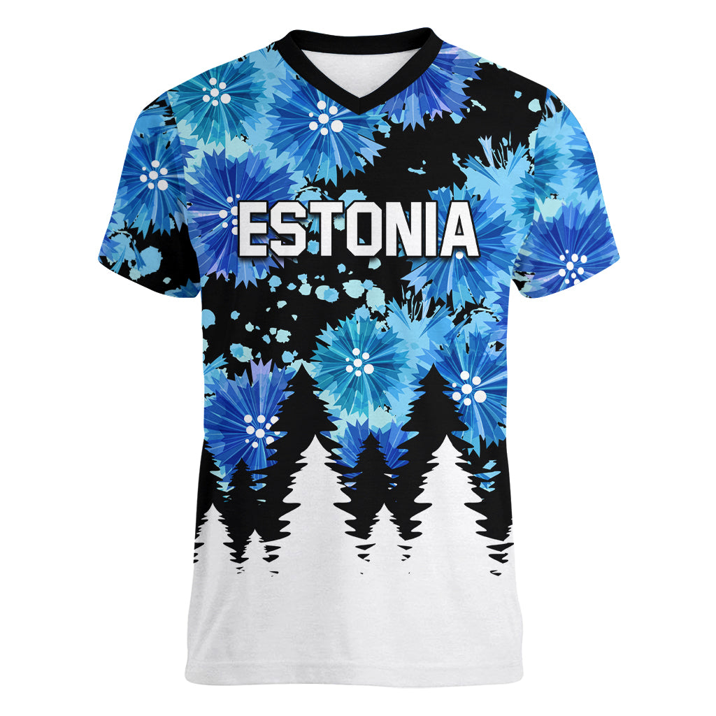 Estonia Independence Day Women V Neck T Shirt Cornflower Unique Style - Wonder Print Shop