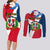 Dominican Republic Independence Day Couples Matching Long Sleeve Bodycon Dress and Long Sleeve Button Shirt Coat Of Arms Flag Style - Wonder Print Shop