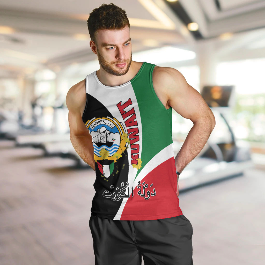 Kuwait National Day Men Tank Top Kuwayt Coat Of Arms Arfaj Flower - Wonder Print Shop