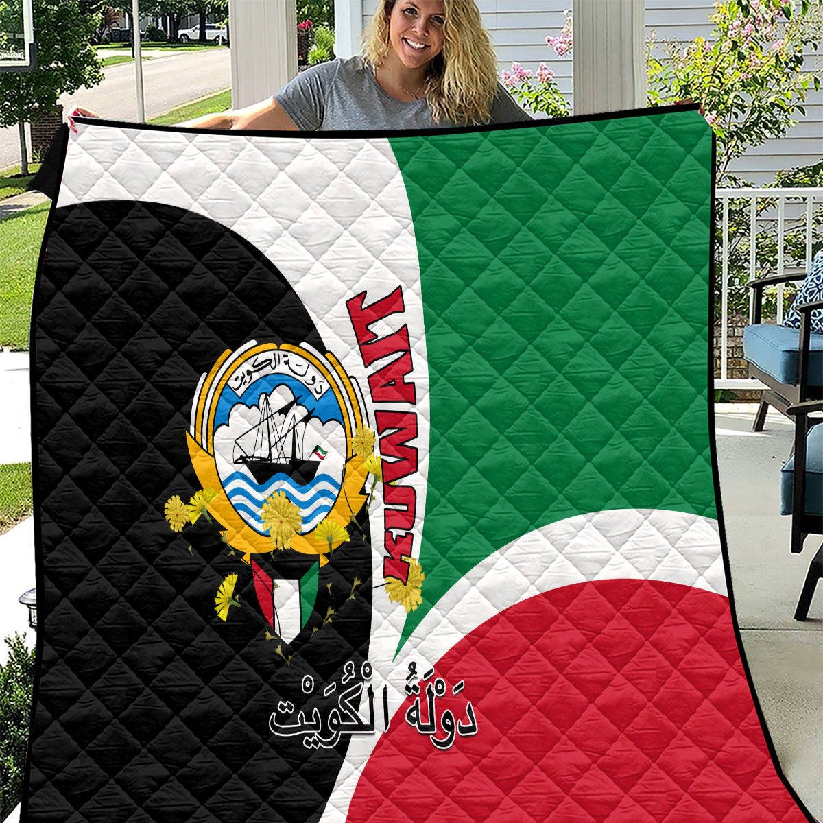 Kuwait National Day Quilt Kuwayt Coat Of Arms Arfaj Flower