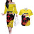 Brunei Darussalam National Day Couples Matching Off The Shoulder Long Sleeve Dress and Hawaiian Shirt Coat Of Arms Simpor Flower - Wonder Print Shop