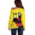 Brunei Darussalam National Day Off Shoulder Sweater Coat Of Arms Simpor Flower - Wonder Print Shop