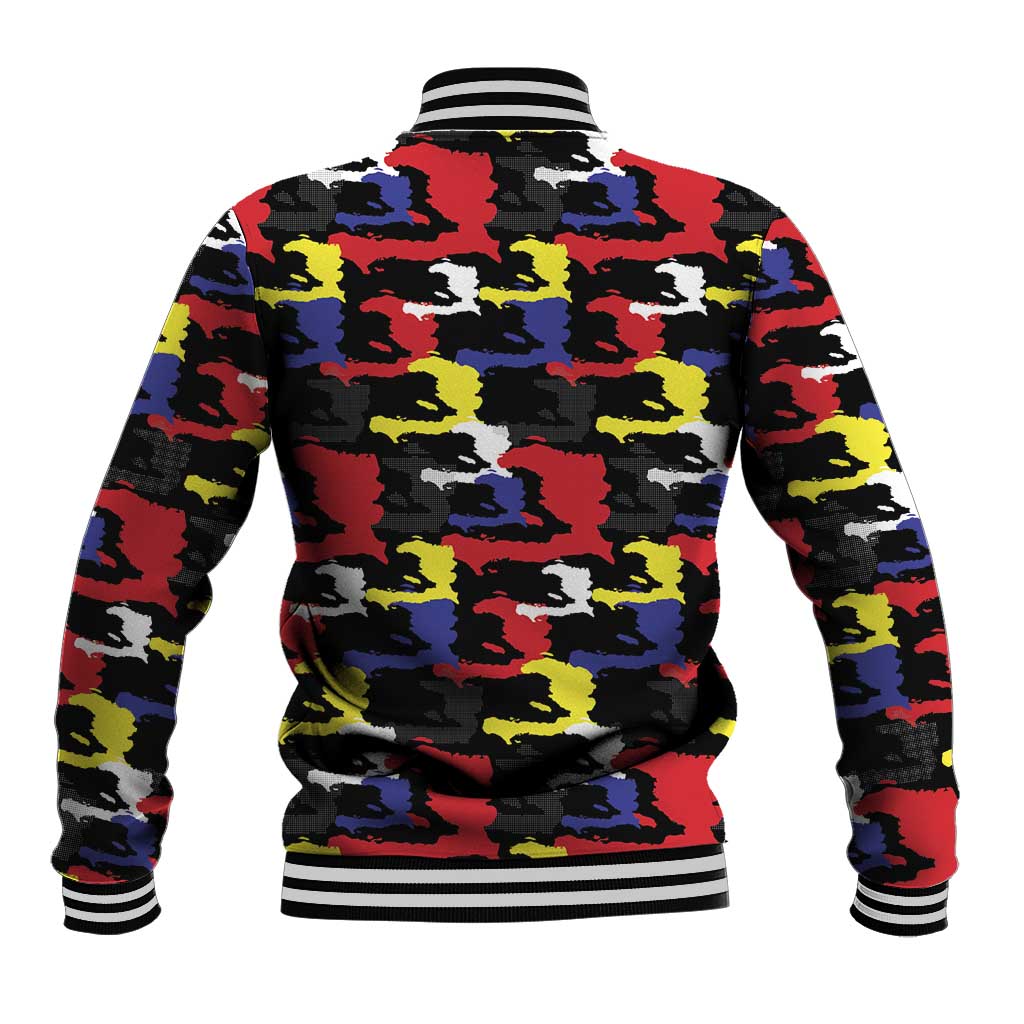 Haiti Map Camouflage Colorful Baseball Jacket - Wonder Print Shop