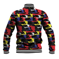 Haiti Map Camouflage Colorful Baseball Jacket - Wonder Print Shop