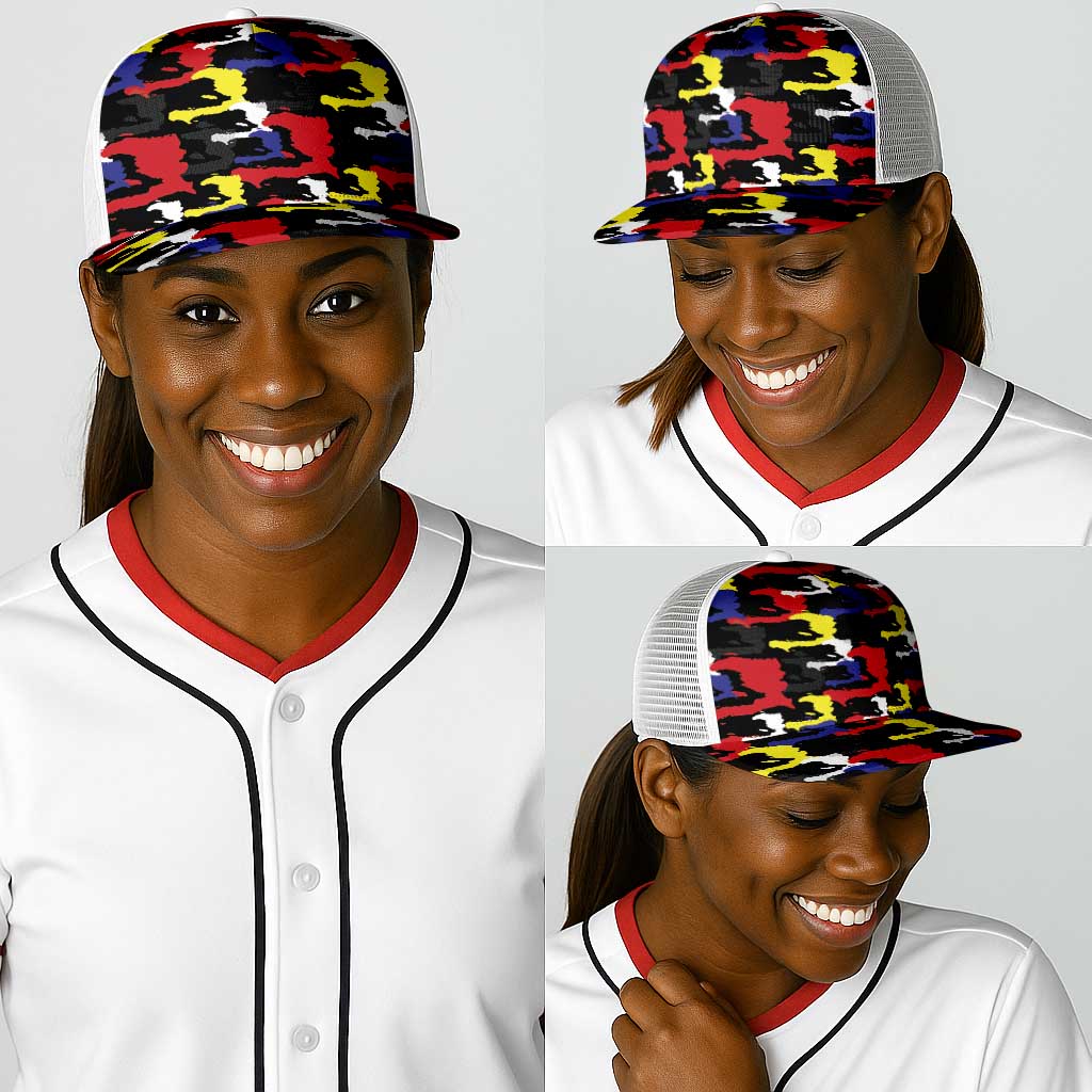Haiti Map Camouflage Colorful Baseball Net Cap - Wonder Print Shop