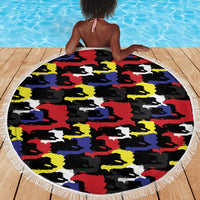 Haiti Map Camouflage Colorful Beach Blanket - Wonder Print Shop