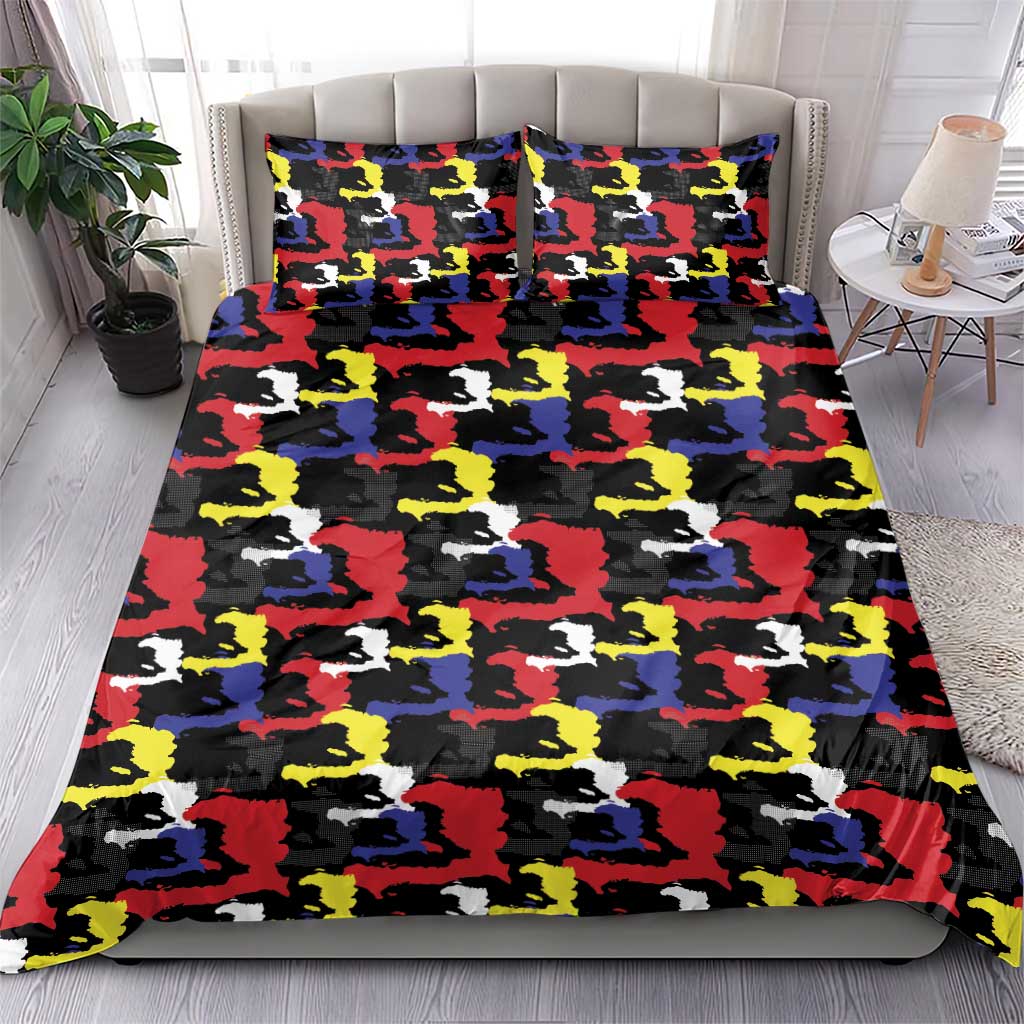 Haiti Map Camouflage Colorful Bedding Set - Wonder Print Shop