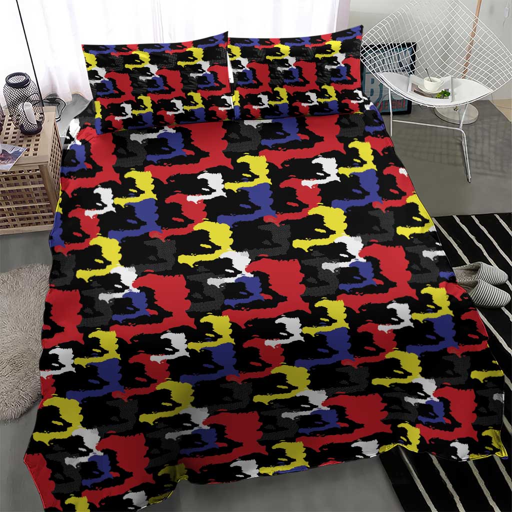 Haiti Map Camouflage Colorful Bedding Set - Wonder Print Shop