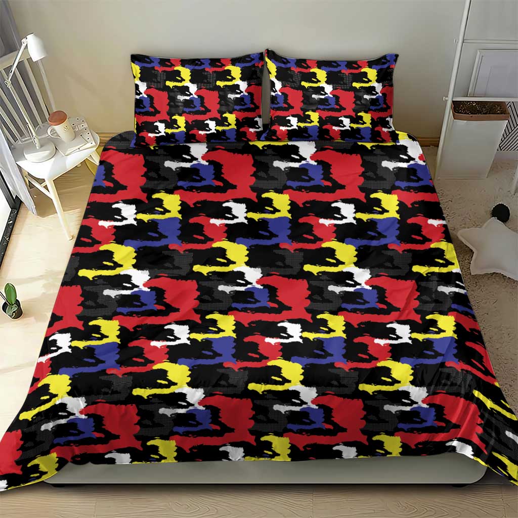 Haiti Map Camouflage Colorful Bedding Set - Wonder Print Shop