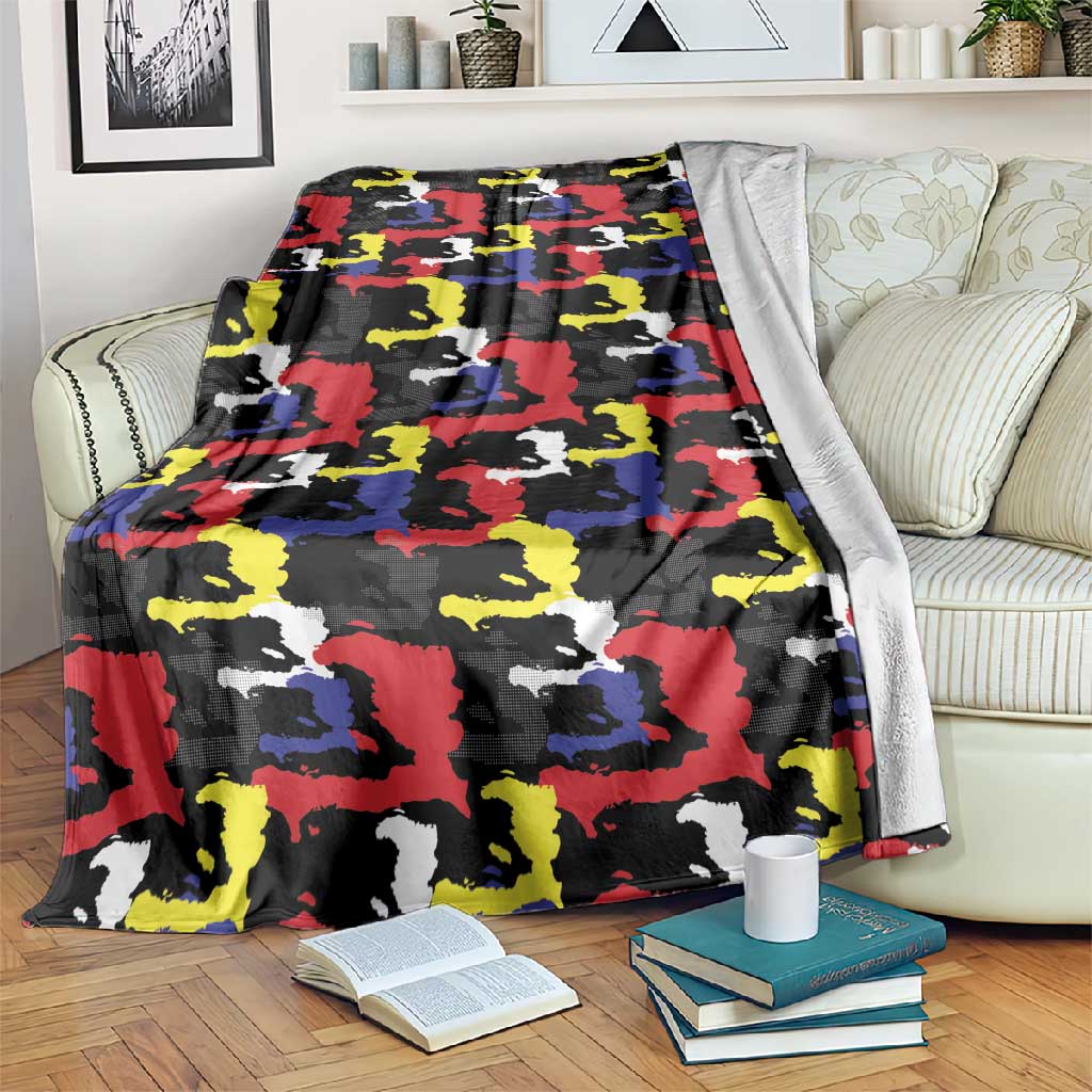 Haiti Map Camouflage Colorful Blanket - Wonder Print Shop