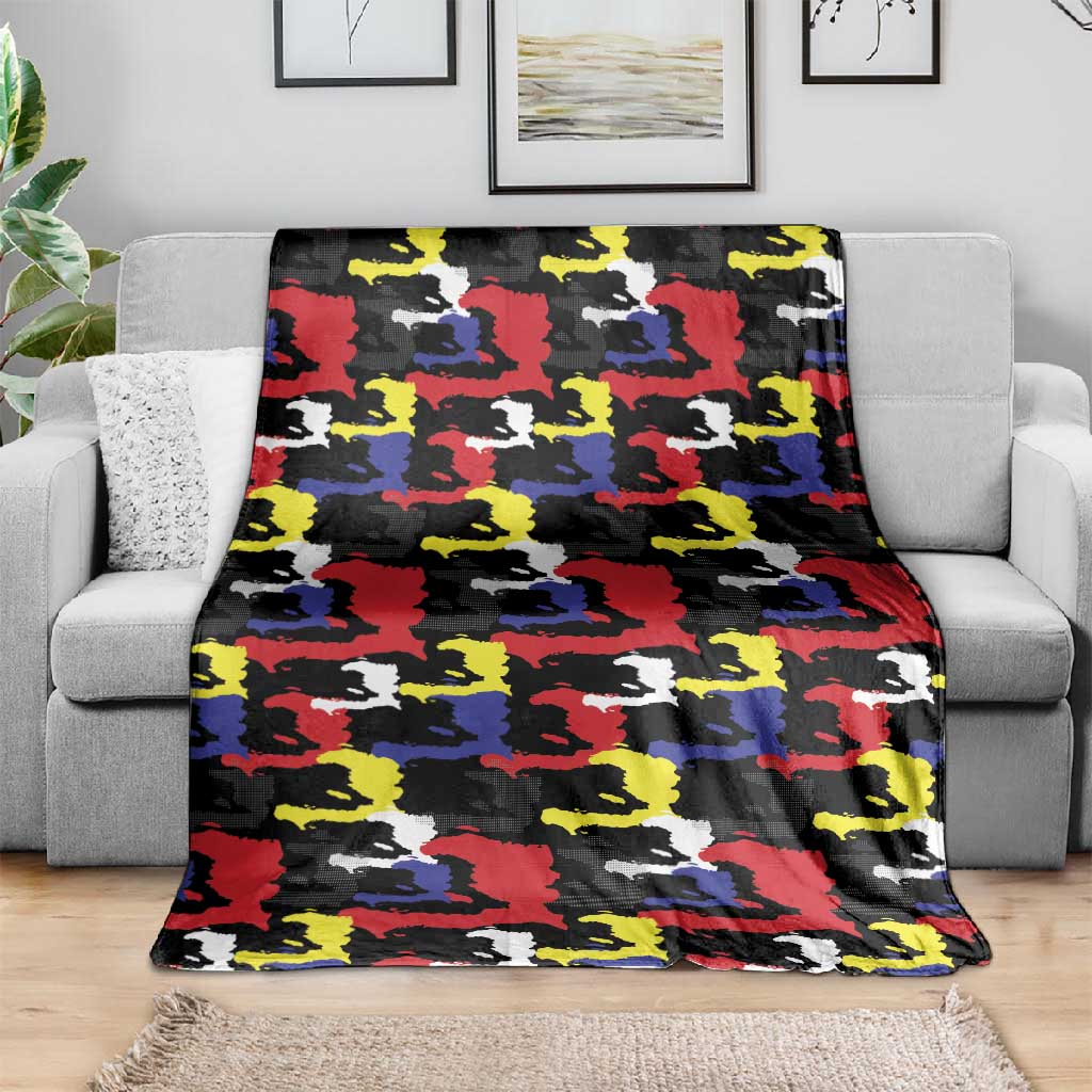 Haiti Map Camouflage Colorful Blanket - Wonder Print Shop