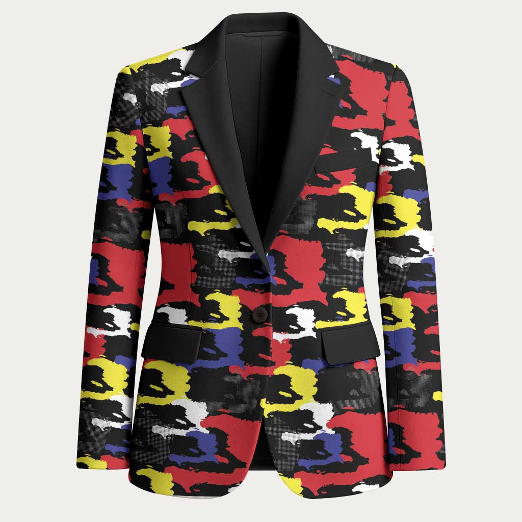 Haiti Map Camouflage Colorful Blazer - Wonder Print Shop