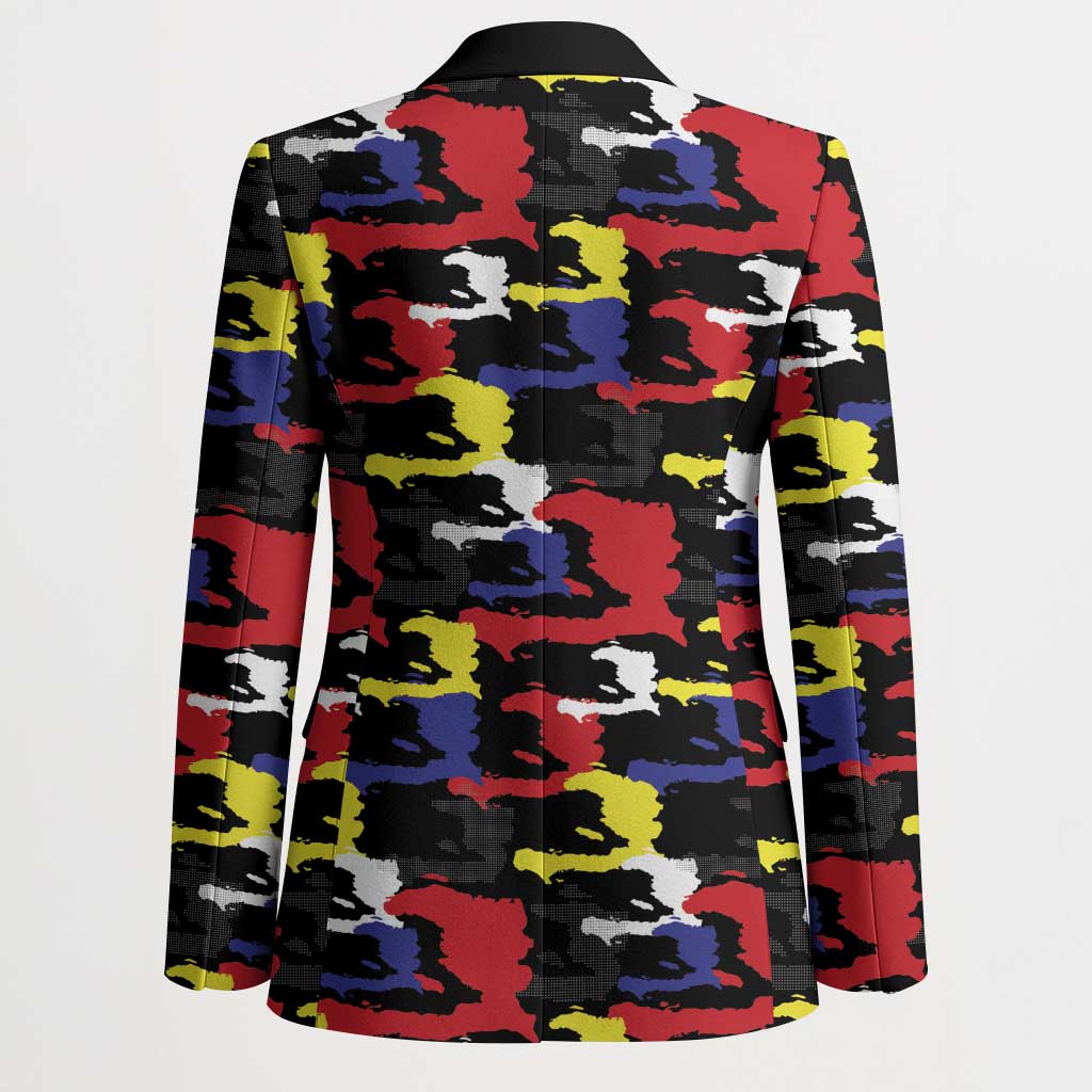 Haiti Map Camouflage Colorful Blazer - Wonder Print Shop