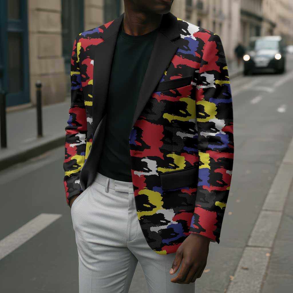 Haiti Map Camouflage Colorful Blazer - Wonder Print Shop