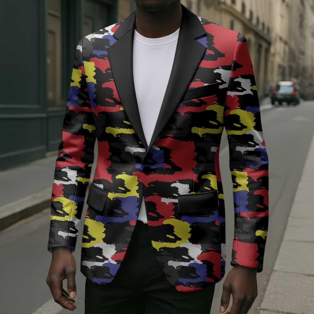 Haiti Map Camouflage Colorful Blazer - Wonder Print Shop