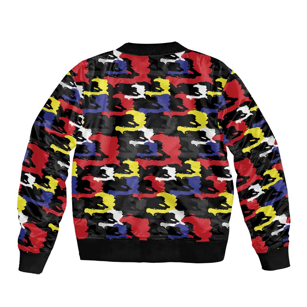 Haiti Map Camouflage Colorful Bomber Jacket - Wonder Print Shop