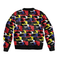 Haiti Map Camouflage Colorful Bomber Jacket - Wonder Print Shop