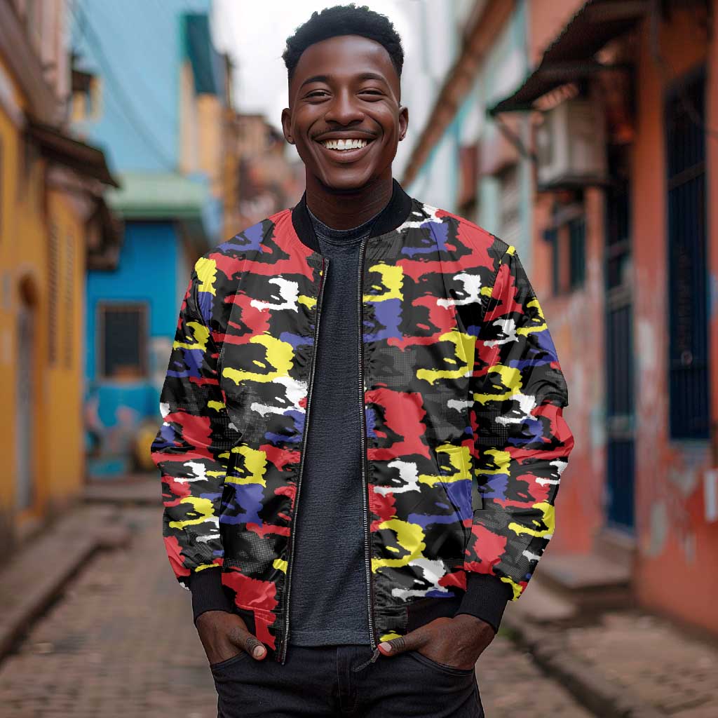 Haiti Map Camouflage Colorful Bomber Jacket - Wonder Print Shop