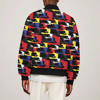 Haiti Map Camouflage Colorful Bomber Jacket - Wonder Print Shop