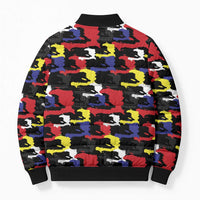 Haiti Map Camouflage Colorful Bomber Puffer Jacket - Wonder Print Shop