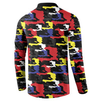 Haiti Map Camouflage Colorful Button Sweatshirt