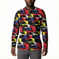 Haiti Map Camouflage Colorful Button Sweatshirt