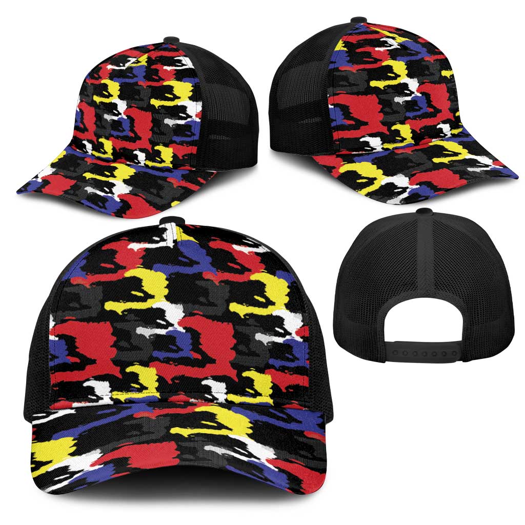 Haiti Map Camouflage Colorful Mesh Trucker Cap - Wonder Print Shop