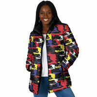 Haiti Map Camouflage Colorful Padded Jacket - Wonder Print Shop
