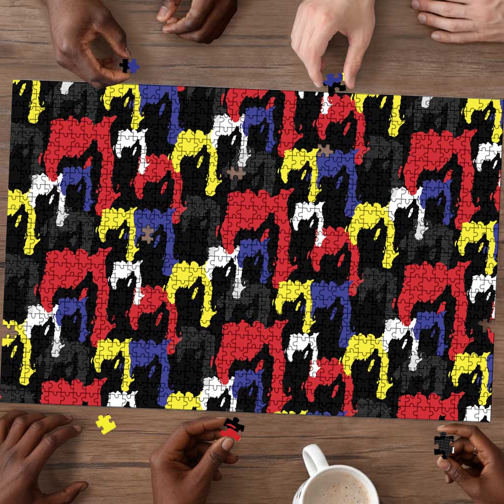Haiti Map Camouflage Colorful Puzzle - Wonder Print Shop