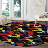 Haiti Map Camouflage Colorful Round Carpet - Wonder Print Shop