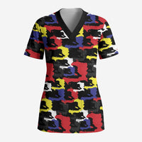 Haiti Map Camouflage Colorful Scrub Top - Wonder Print Shop