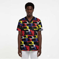 Haiti Map Camouflage Colorful Scrub Top - Wonder Print Shop