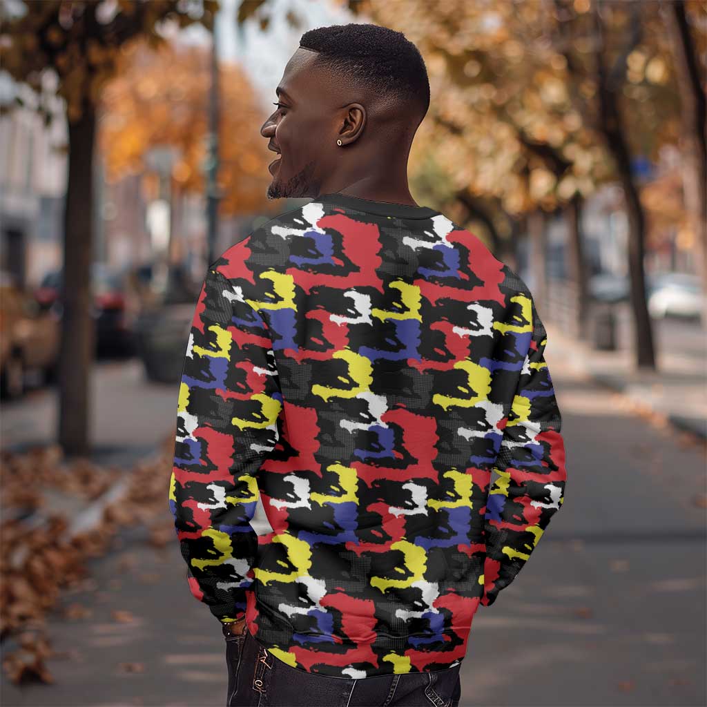 Haiti Map Camouflage Colorful Sweatshirt - Wonder Print Shop