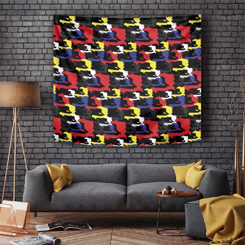 Haiti Map Camouflage Colorful Tapestry - Wonder Print Shop