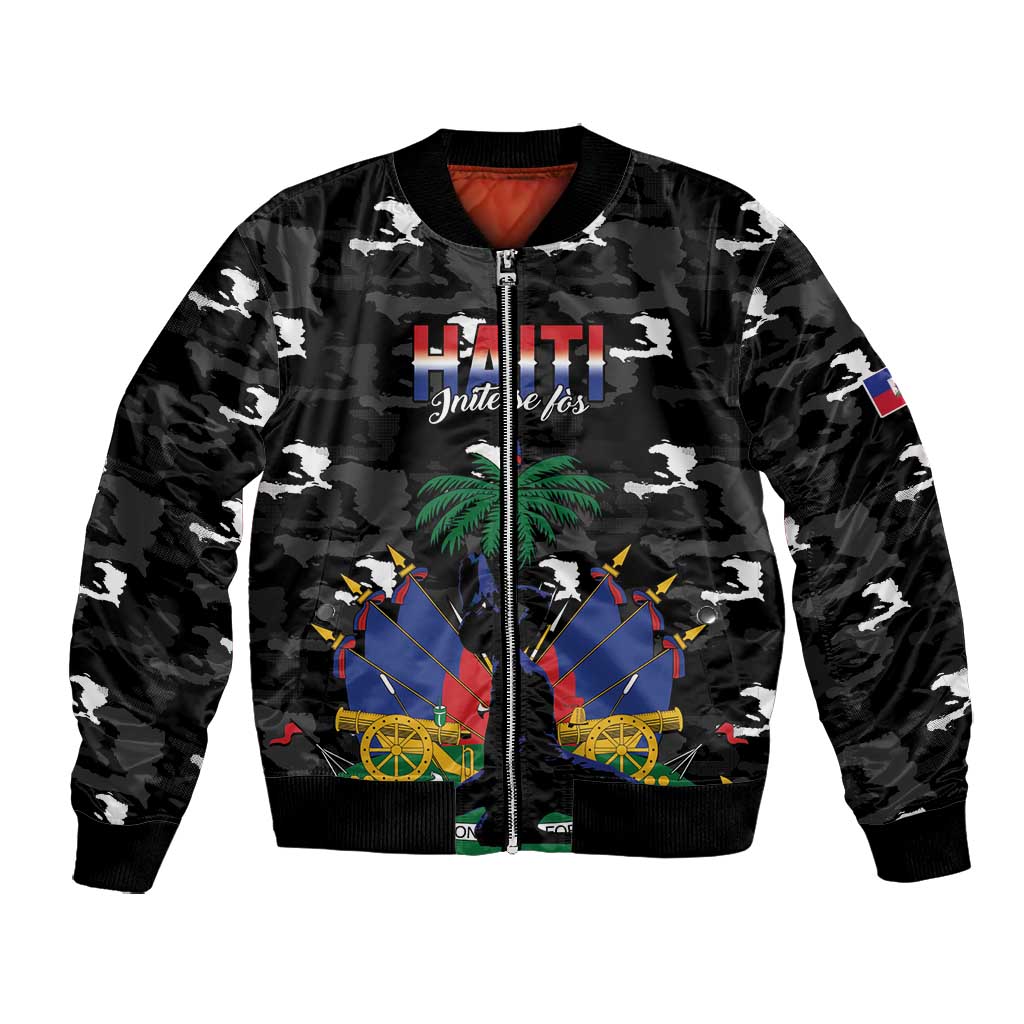 Personalized Haiti Map Camouflage Bomber Jacket Unique Style - Wonder Print Shop