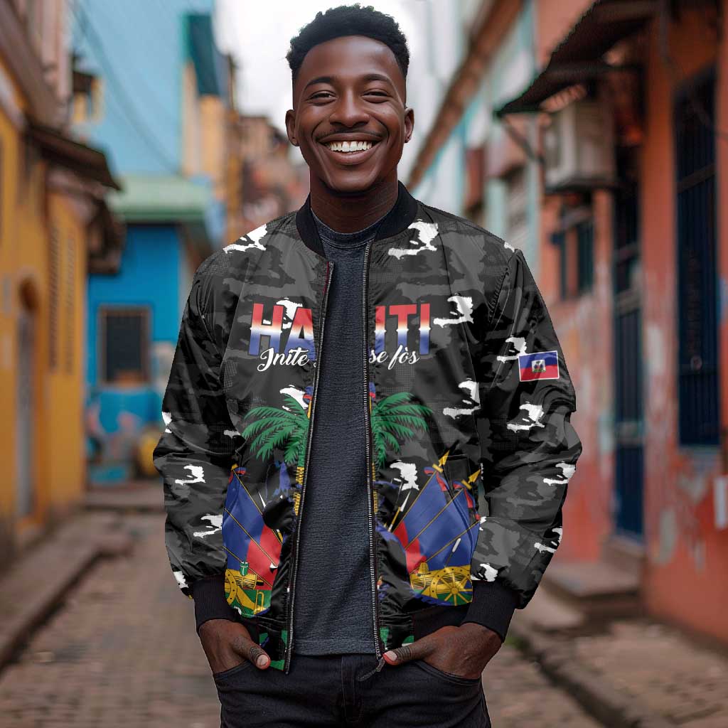 Personalized Haiti Map Camouflage Bomber Jacket Unique Style - Wonder Print Shop