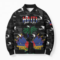 Personalized Haiti Map Camouflage Bomber Puffer Jacket Unique Style - Wonder Print Shop