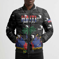 Personalized Haiti Map Camouflage Bomber Puffer Jacket Unique Style - Wonder Print Shop