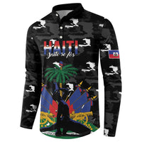 Personalized Haiti Map Camouflage Button Sweatshirt Unique Style