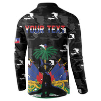 Personalized Haiti Map Camouflage Button Sweatshirt Unique Style