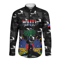 Personalized Haiti Map Camouflage Long Sleeve Button Shirt Unique Style - Wonder Print Shop