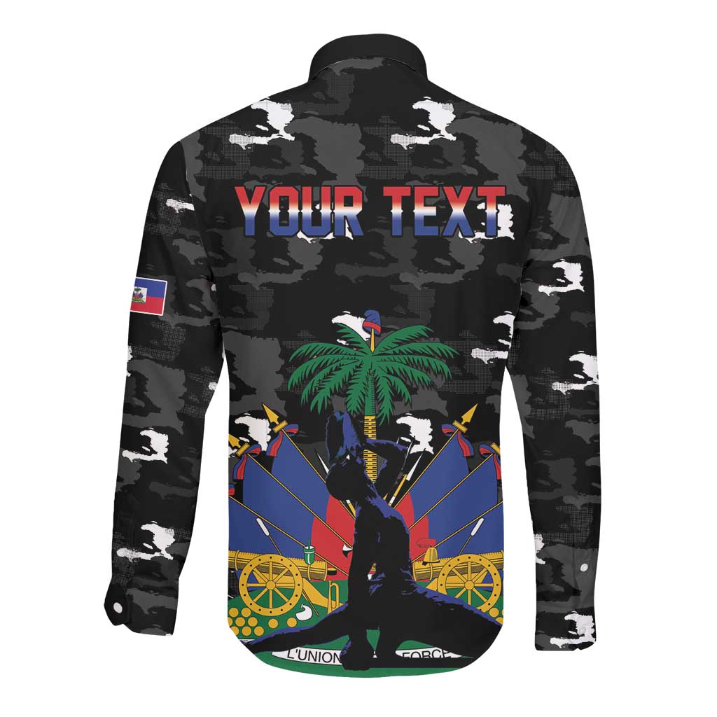 Personalized Haiti Map Camouflage Long Sleeve Button Shirt Unique Style - Wonder Print Shop