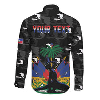 Personalized Haiti Map Camouflage Long Sleeve Button Shirt Unique Style - Wonder Print Shop